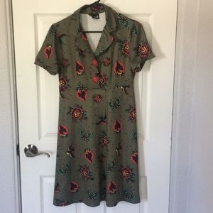 Sourpuss rockabilly pin up collared dress M